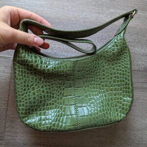 Danier Little Green Handbag Faux Crocodile Pattern Cute Mini Purse Evening Bag